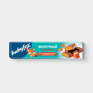 «BabyFox», молочный шоколад с карамельной начинкой и солёной карамелью, 45 г (упаковка 30 шт)