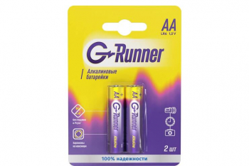 Батарейки алкалиновые «G-runner» AA/LR6, 1,5 V, в блистере 2 батарейки, (упаковка 12 шт)