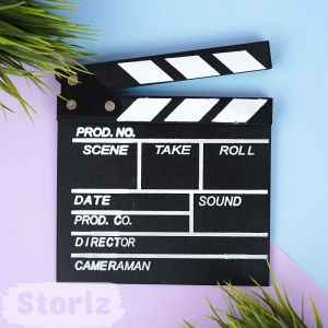 Хлопушка киносъемочная, черный 20см