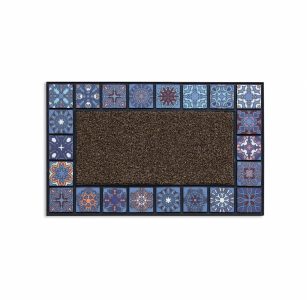 Коврик придверный MOSAIC QUADRO синий 76x45см