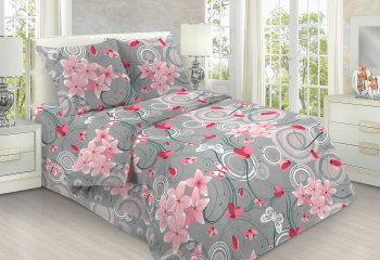 Наволочка Орхидея серый бязь