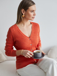 Кардиган тонкой ажурной вязки из хлопка и вискозы