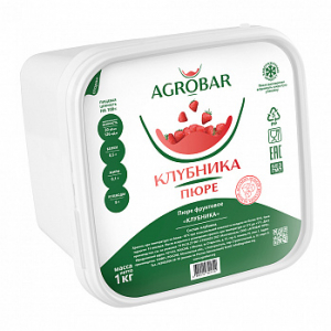 Пюре Клубника без сахара (Агробар) замороженное, 1 кг