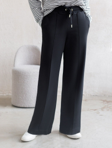 Прямые трикотажные брюки на резинке из футера двухнитки эластичные