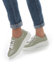 05-PDD215-3 GRAY GREEN Кроссовки женские (натуральная кожа)