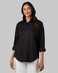 WOMEN'S OVERSIZED COTTON LONG SLEEVE BUTTON-UP