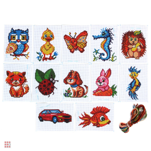 Набор для вышивания (канва, нитки мулине, пластиковая игла)