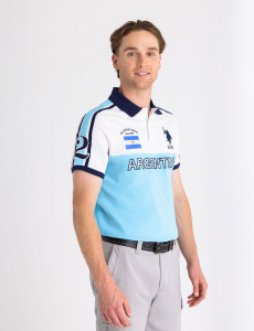 ARGENTINA COLOR BLOCK PIQUE POLO SHIRT