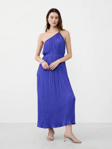 One-Shoulder Pleated Maxi Dress