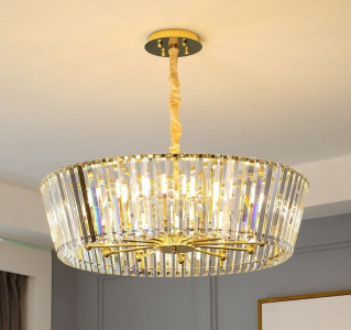 299-256 Люстра диам 80 см, выс. 22 см(х1)Кристаллы, нержавеющая сталь