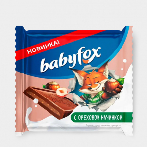 «BabyFox», молочный шоколад с ореховой начинкой, 12 г (упаковка 100 шт)