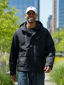 Куртка спортивная мужская весна осень черного цвета 25471Ch