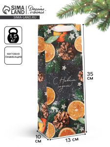 Пакет подарочный под бутылку новогодний «С Новым годом», 13?35?10 см