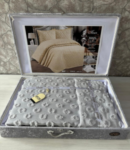 Покрывало EFOR в сундучке AHSEN 240*260 с наволочками (50*70) серый (GRI)