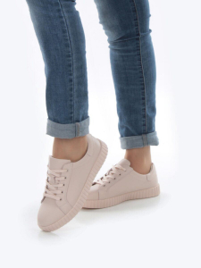 05-PDA175-3 BEIGE/PINK Кроссовки женские (натуральная кожа)