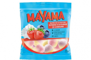 «Mayama», мармелад жевательный со вкусами клубники и черники со сливками, 70 г