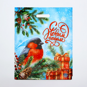 Пакет подарочный новогодний «С Новым годом», полиэтиленовый с вырубной ручкой, 45?38 см, 60 мкм