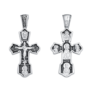 Крест (свт.Николай, св.Ксения) из серебра литье частичное чернение