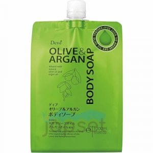 Kumano Deve Olive Argan Body Soap Жидкое мыло для тела увлажняющее, с аргановым и оливковым маслом, сменная упаковка с крышкой, 1000 мл