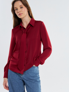 Блузка с галстуком  OD-881-6 бордовый