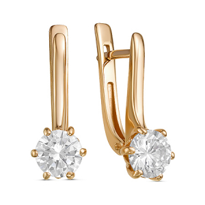 Серьги с фианитом позолоченные серебро 925*