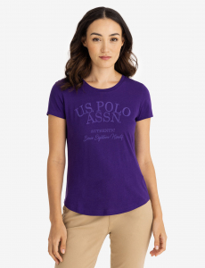 TONAL FLOCKED SEMI SCOOP JERSEY T-SHIRT