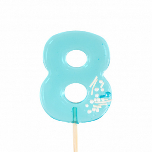 Карамель леденцовая Цифра 8 голубая с посыпкой, 12 г