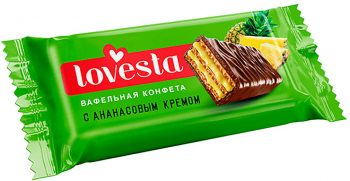 Вафельная конфета Lovesta с ананасовым кремом (коробка 1,5кг)