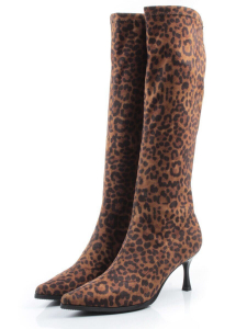 02-H26B-47ЗPC BROWN LEOPARD Сапоги демисезонные женские (искусственная замша)