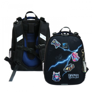 Рюкзак каркасный школьный 38?30?16 см, эргономичная спинка, Stavia «Gamer», чёрный