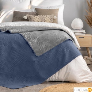 DOME МАГНУС син.-сер. Покрывало 160х220, 1 пр., 100% полиэстер