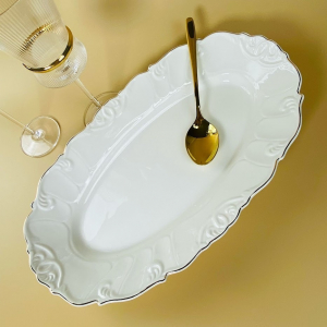 109-246 Овальное блюдо 40х24,5х5см КРОКУС ЗОЛОТО в под.уп.(х6)Фарфор