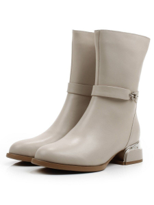 01-FK963-2 LT. BEIGE Ботинки демисезонные женские (натуральная кожа, байка)