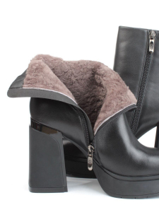 04-M3-1451 BLACK Ботильоны зимние женские (натуральная кожа, натуральный мех)