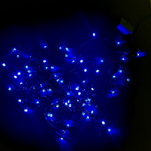 Гирлянда граненый кубик 70 LED 8 м зелёный провод синяя