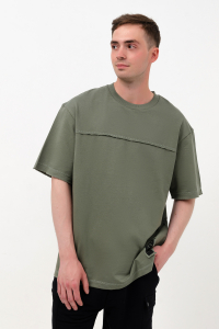 Футболка футер мужская хаки