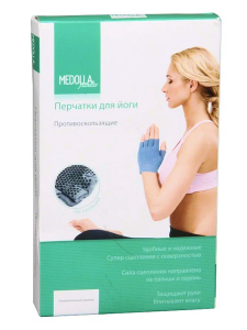Medolla Перчатки для йоги противоскользящие 4042PY-D, 1 пара, серый