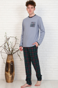 Пижама, клетка крупная (серый)