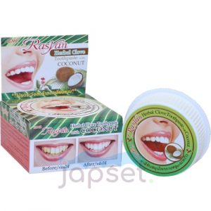 Rasyan Herbal Clove Toothpaste Coconut Травяная зубная паста с гвоздикой и кокосом, 25 гр