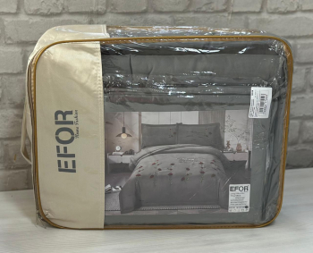 КПБ EFOR SATIN Эмилия (№3 РОЗА) с одеялом с вышивкой GRY серый евро