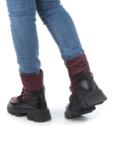 02-FAS98-2Z VINOUS/BLACK Дутики женские (искусственная кожа, плащевая ткань, шерсть)