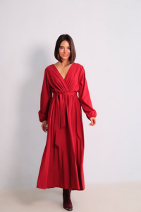 15297 Платье вишневое с эффектом запаха (остаток: 42)