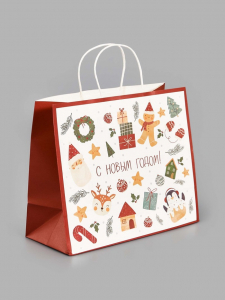 Пакет подарочный «Новогодние мечты», белый крафт, 32?28?15 см
