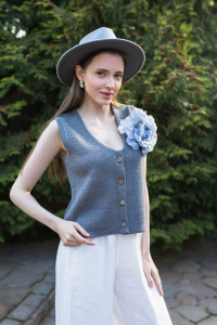 Жилет из льна 7-45 стальной