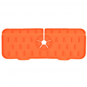 Коврик-оргнайзер силиконовый для раковины на кран/смеситель 37,5х14х0,8см, цвета в ассортименте: серый, оранжевый, в п/эт пакете (Китай)