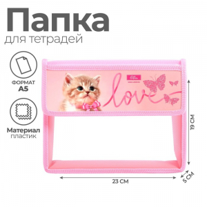 Папка для тетрадей, А5, пластиковая, 23?19?5 см