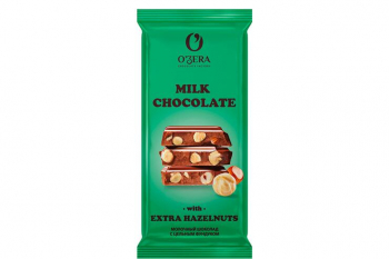 «O'Zera», шоколад молочный с цельным фундуком  Milk & Extra Hazelnut, 90 г