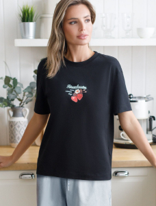 Футболка с принтом свободная эластичная из премиального хлопка