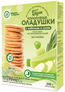 Конопляные оладушки с кабачком и луком