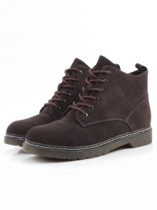 M15-35 BROWN Ботинки зимние женские (натуральная замша, натуральный мех)